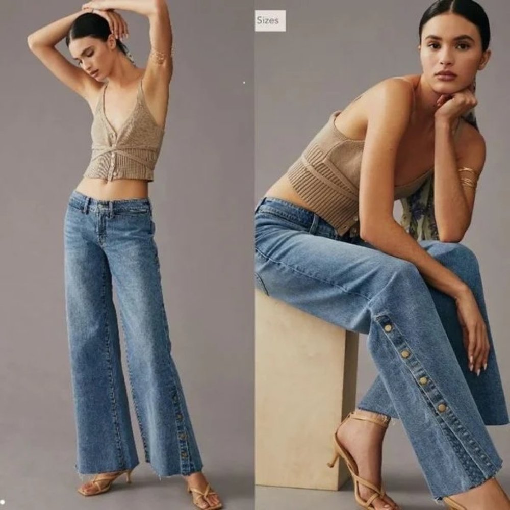 ANTHROPOLOGIE PILCRO SKATER LOW-RISE WIDE-LEG JEANS, Size 31
